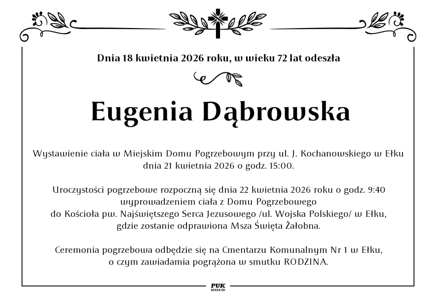 Eugenia Dąbrowska - nekrolog